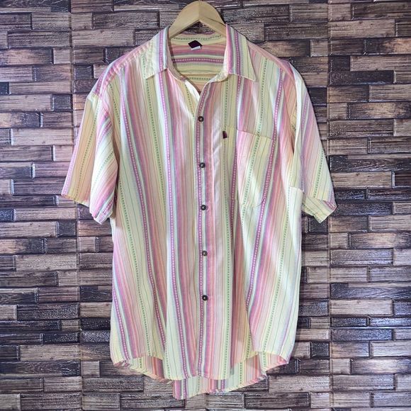 Bundle of 2 Indie Style Solet Multi Color Button Down Large Shirts - Picture 1 of 15